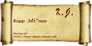 Kopp János névjegykártya