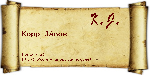 Kopp János névjegykártya